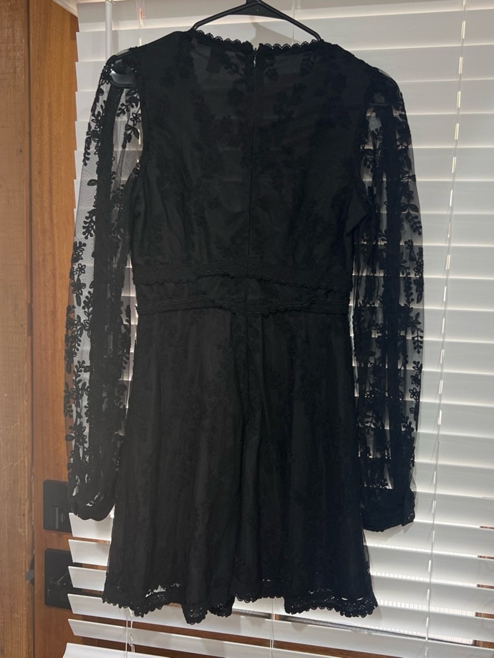 Black Lace Long-Sleeve Mini Dress - Women